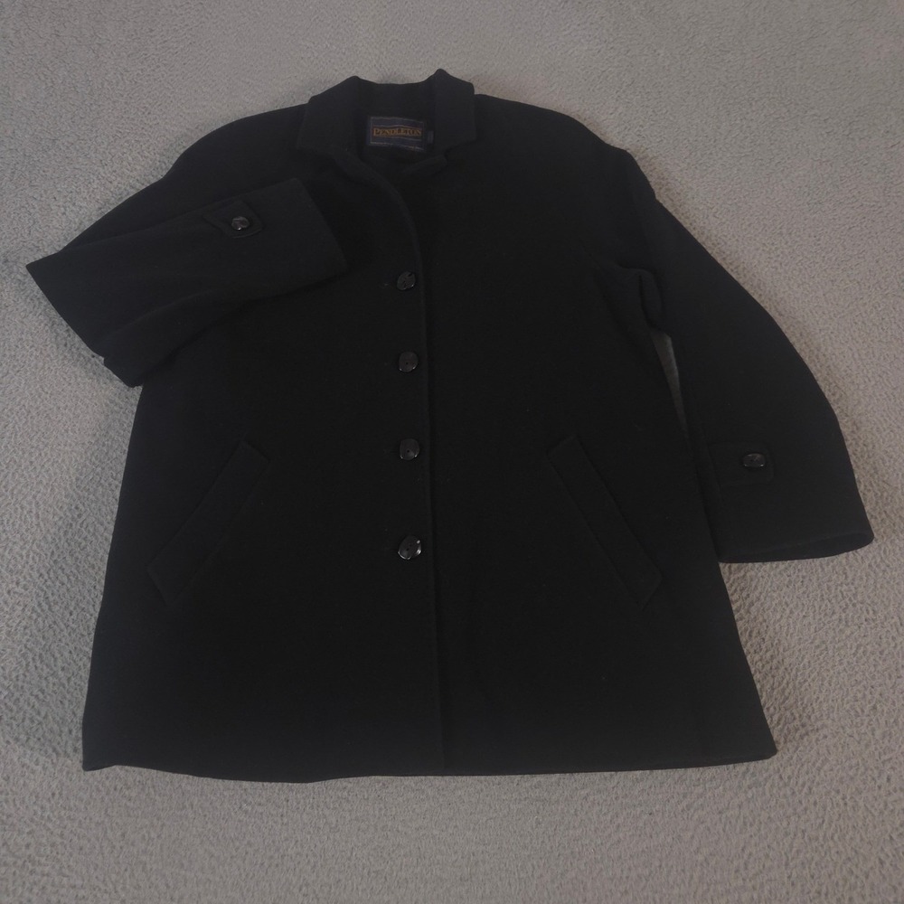 VINTAGE Pendleton Jacket Womens 14 Black Italian Lambswool Button Front Car Coat